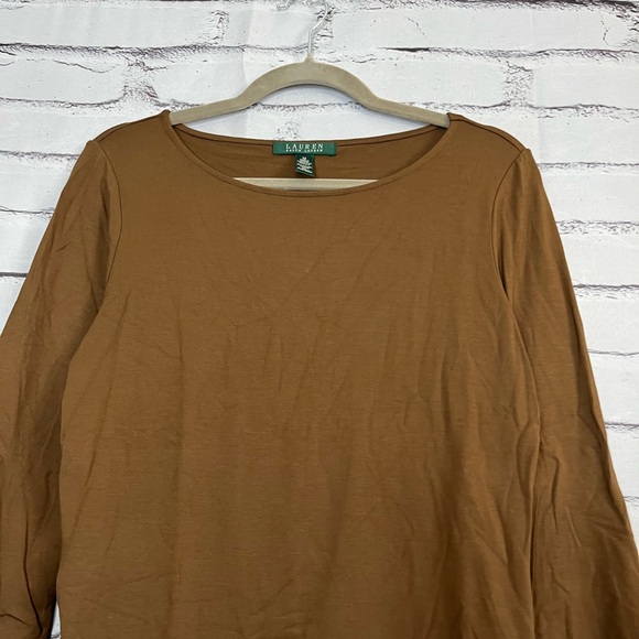 Vintage Lauren Ralph Lauren Brown Longsleeve Top Women’s M Preppy Minimalist Y2K - Picture 6 of 15